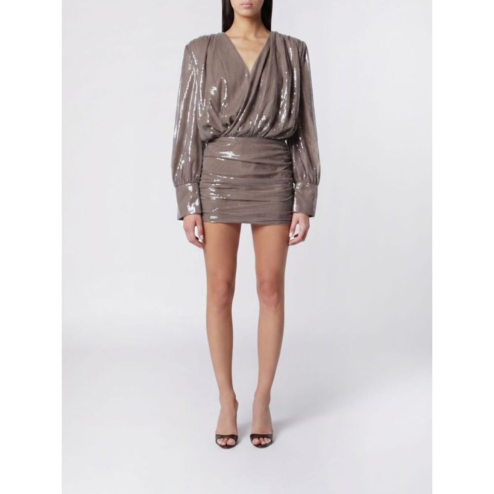 Rotate Women Long-Sleeved Sequin Rotate Mini Evening Dress In Recycled Polyester